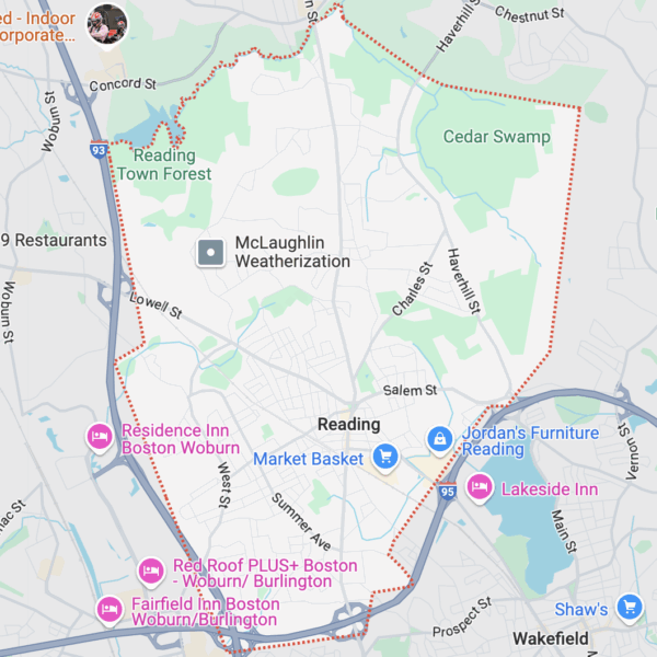 Reading roofing company map
