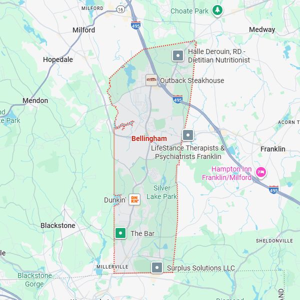 Bellingham, MA map