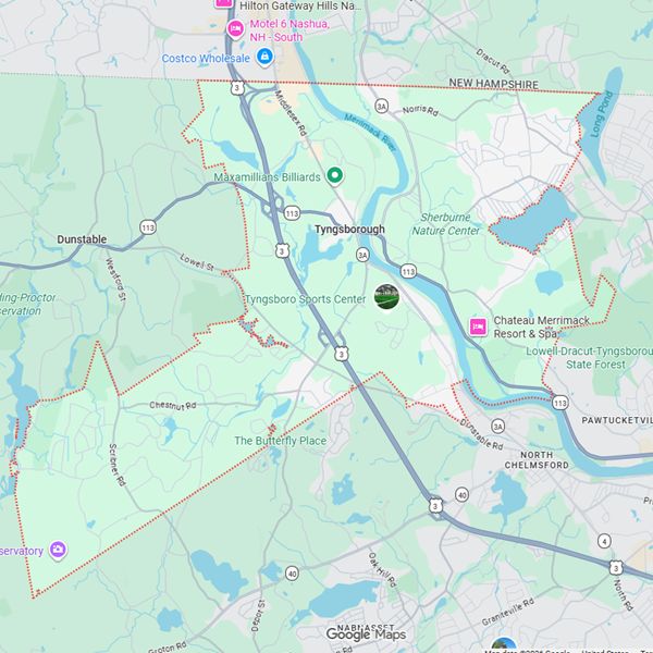 Tyngsborough, MA map