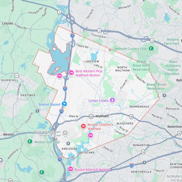 Waltham, MA map