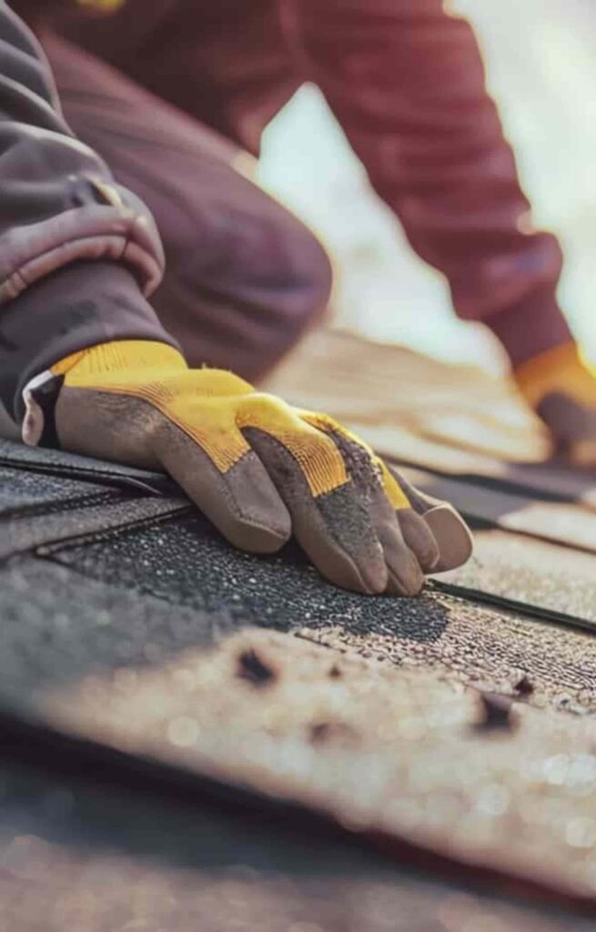 roofer showing gloves